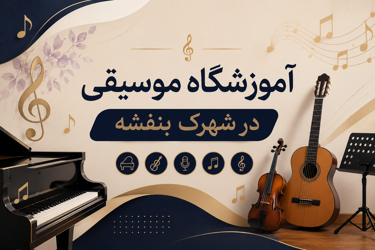 آموزشگاه موسیقی در شهرک بنفشه کرج با آموزش پیانو، گیتار، ویولن، آواز و موسیقی کودک